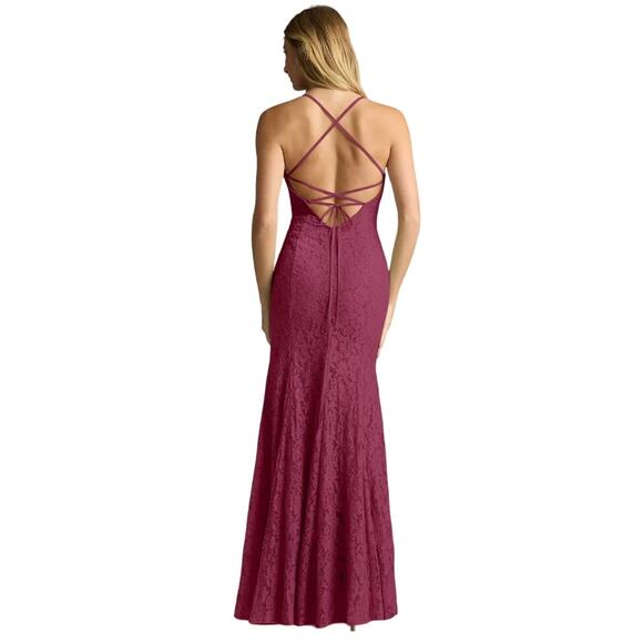 Azazie Maldive Mulberry Maroon Lace Bridesmaid Wedding Guest Dress Size 6 NWT - Picture 5 of 5